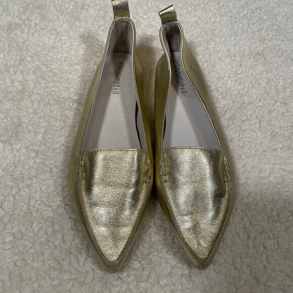 Jeffrey Campbell RARE Vionnet White Gold Pointy Toe Flats Metallic Leather 6 - Picture 5 of 8